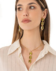 Collana girocollo a catena con pendente a tre pietre in vetro verde - Mya Accessories
