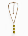 Collana girocollo a catena con pendente a tre pietre in vetro verde - Mya Accessories