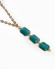 Collana girocollo a catena con pendente a tre pietre in vetro azzurro - Mya Accessories