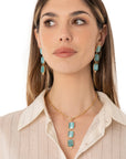 Collana girocollo a catena con pendente a tre pietre in vetro azzurro - Mya Accessories