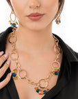 Collana girocollo a catena circolare con pietre in vetro mutlicolore - Mya Accessories