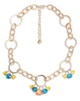 Collana girocollo a catena circolare con pietre in vetro mutlicolore - Mya Accessories