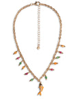 Collana girocollo con multi charms e pendente a pesciolino smaltato arancio - Mya Accessories