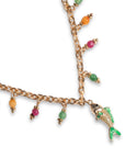 Collana girocollo con multi charms e pendente a pesciolino smaltato verde - Mya Accessories