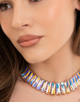 Collana girocollo con pietre rettangolari in vetro lilla - Mya Accessories