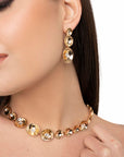 Collana girocollo in metallo con sfere concave, pietre crystal - Mya Accessories
