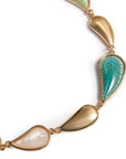 Collana girocollo con inserto foglia in metallo ed acrilico tono verde - Mya Accessories