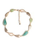 Collana girocollo con inserto foglia in metallo ed acrilico tono verde - Mya Accessories