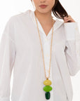 Collana lunga a catena con pendente in resina tono verde - Mya Accessories