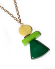 Collana lunga a catena con pendente a forma geometrica in resina tono verde - Mya Accessories