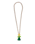 Collana lunga a catena con pendente a forma geometrica in resina tono verde - Mya Accessories