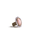 Anello in macramè con micro cristalli, pietra ovale tono rosa - Mya Accessories