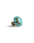 Anello in macramè con micro cristalli e pietra circolare turchese - Mya Accessories