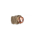 Anello in macramè con pietra in vetro rosa - Mya Accessories
