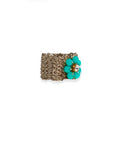 Anello in macramè con fiore in micro cristalli turchesi - Mya Accessories