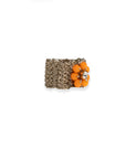 Anello in macramè con fiore in micro cristalli arancio - Mya Accessories