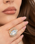 Anello regolabile in metallo con pietra in vetro celeste - Mya Accessories