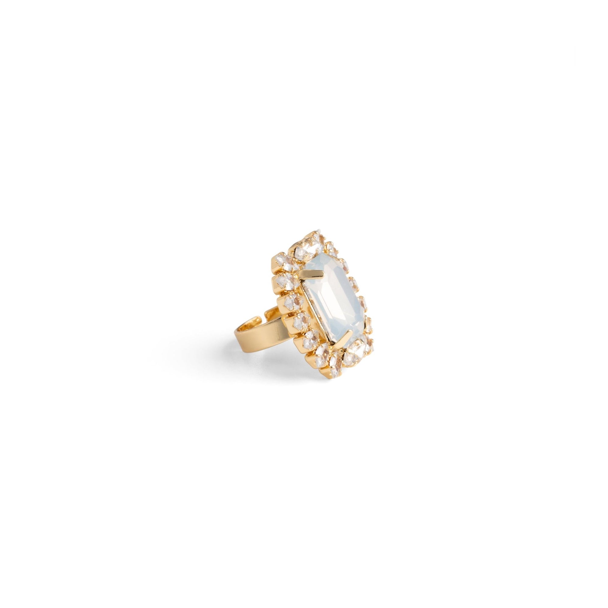 Anello regolabile in metallo con pietra in vetro celeste - Mya Accessories