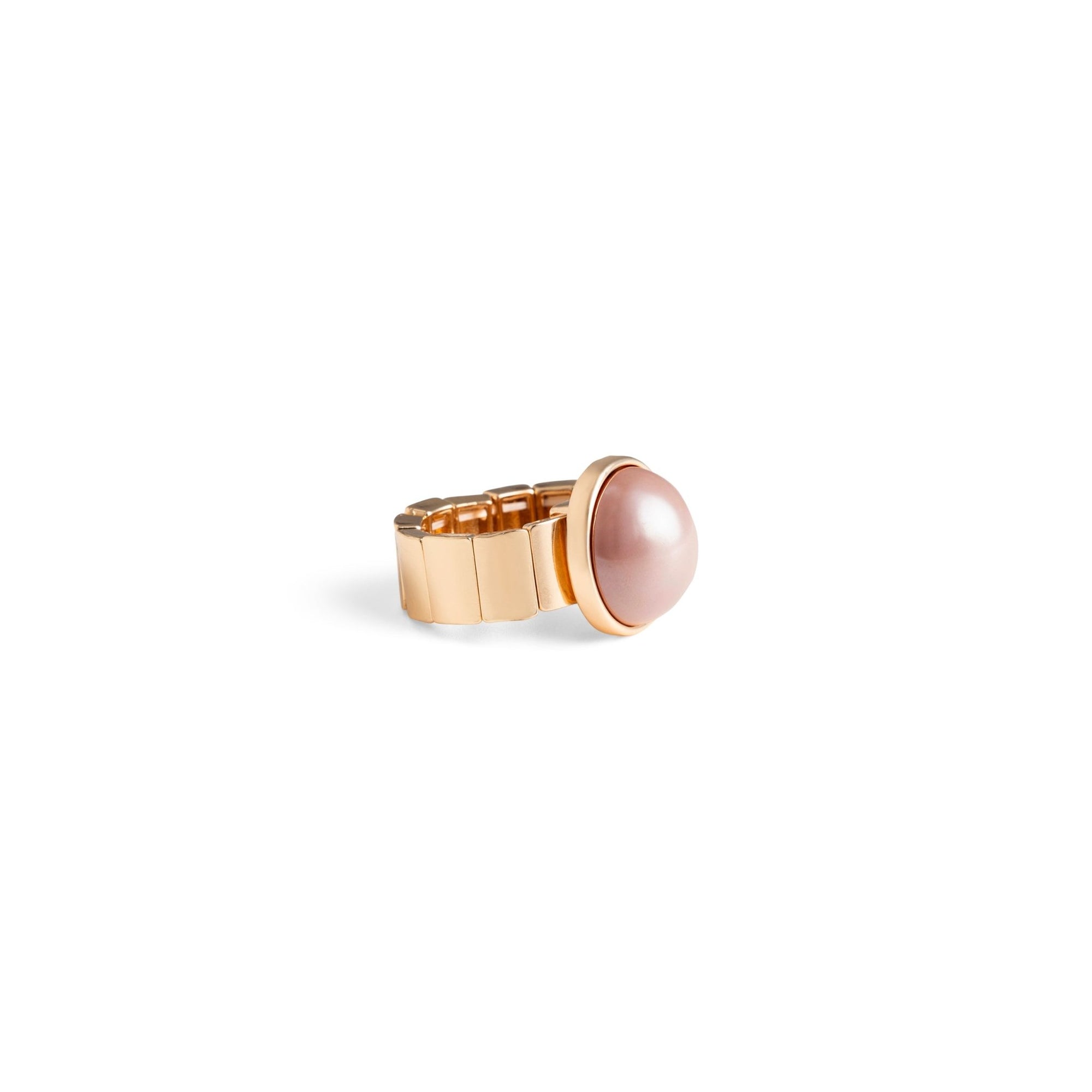 Anello in metallo elastico con perla in acrilico rosa - Mya Accessories