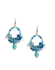 Orecchini pendenti circolari in micro cristalli con goccia tono blu - Mya Accessories