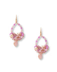 Orecchini pendenti circolari in micro cristalli con goccia tono rosa - Mya Accessories