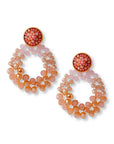 Orecchini pendenti circolari con micro cristalli rosa - Mya Accessories