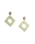 Orecchini pendenti a forma di rombo con micro cristalli verde chiaro - Mya Accessories