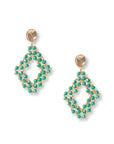 Orecchini pendenti a forma di rombo con micro cristalli verde scuro - Mya Accessories