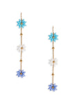 Orecchini pendenti in acciaio con fiorellini tono azzurro - Mya Accessories