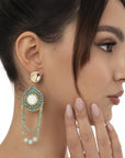 Orecchini circolari con micro cristalli pendenti tono verde - Mya Accessories