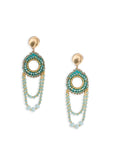 Orecchini circolari con micro cristalli pendenti tono verde - Mya Accessories