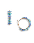 Orecchini pendenti a cerchio con fiori di micro cristali tono azzurro - Mya Accessories