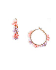 Orecchini pendenti a cerchio con fiori di micro cristali tono rosa - Mya Accessories