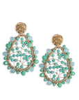 Orecchini pendenti a goccia con rete di micro cristalli verde acqua - Mya Accessories