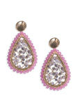 Orecchini pendenti a goccia con rete di micro cristalli tono rosa - Mya Accessories