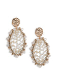 Orecchini pendenti ovali con rete di micro cristalli tono bianco - Mya Accessories