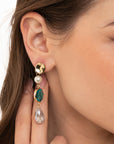 Orecchini pendenti con pietre in acrilico e vetro tono celeste - Mya Accessories
