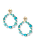 Orecchini pendenti a cerchio con pietre in vetro turchese - Mya Accessories