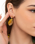 Orecchini pendenti con pietre dure e micro cristalli tono verde e giallo - Mya Accessories