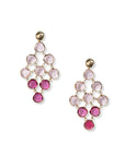 Orecchini pendenti con pietre circolari in vetro tono rosa - Mya Accessories