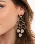 Orecchini pendenti con pietre circolari in vetro tono bianco - Mya Accessories