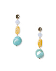 Orecchini pendenti con pietre in acrilico bianco, giallo e azzurro - Mya Accessories