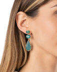 Orecchini pendenti con pietre dure tono verde - Mya Accessories