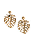 Orecchini pendenti a foglia in metallo lucido - Mya Accessories