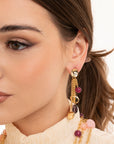 Orecchini pendenti a catena con pietre in acrilico viola - Mya Accessories