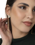 Orecchini a cuore in metallo con catene pendenti - Mya Accessories