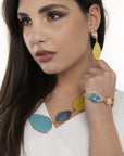 Orecchini pendenti con pietra in acrilico lime - Mya Accessories