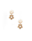 Orecchini pendenti con doppio fiore in metallo - Mya Accessories