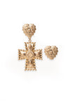 Orecchini pendenti con croce e cuore in metallo - Mya Accessories