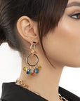 Orecchini pendenti a cerchio con pietre in vetro multi - Mya Accessories